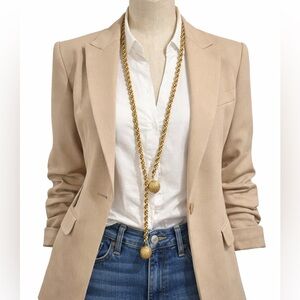 Vintage Gold Tone Rope Chain Lariat Necklace Textured Orb Pendants Statement